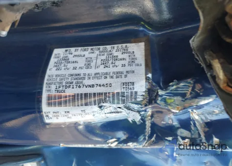 1997 Ford F-150 Lariat/Standard/Xl/Xlt z USA, uszkodzony, nr VIN 1FTDF1767VNB74450